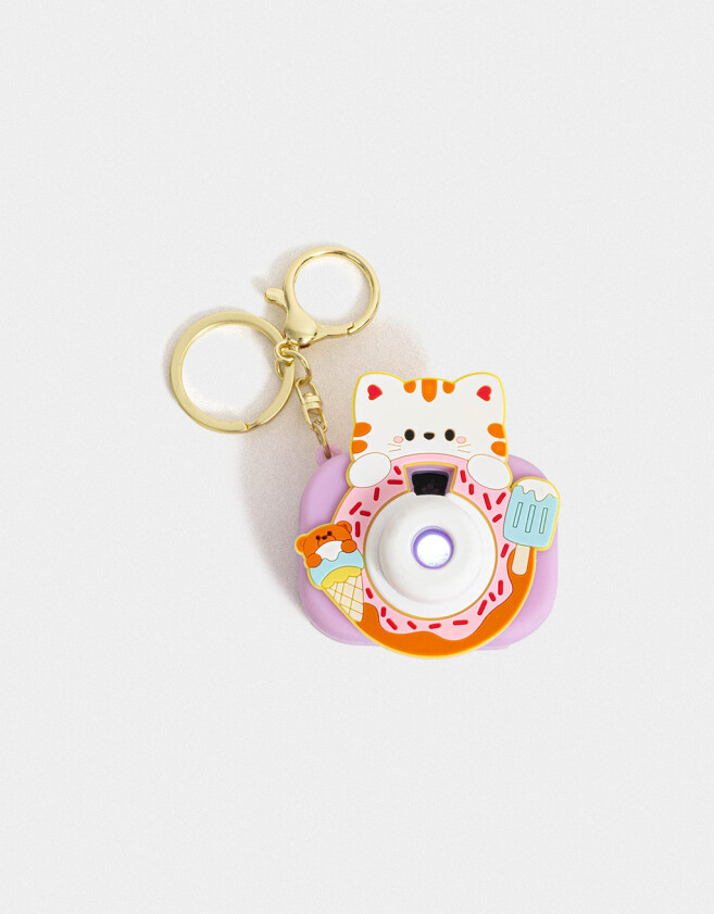 Llavero Lúdico Llavero Y Charm Camara De Gatito - Rosa Claro