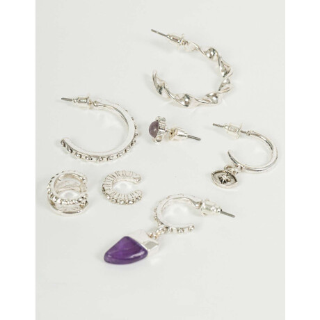 Aros Set Bañado En Plata Plateado