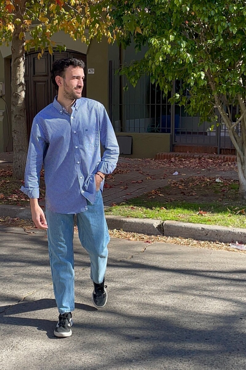 Camisa Escocesa Azul - Celeste