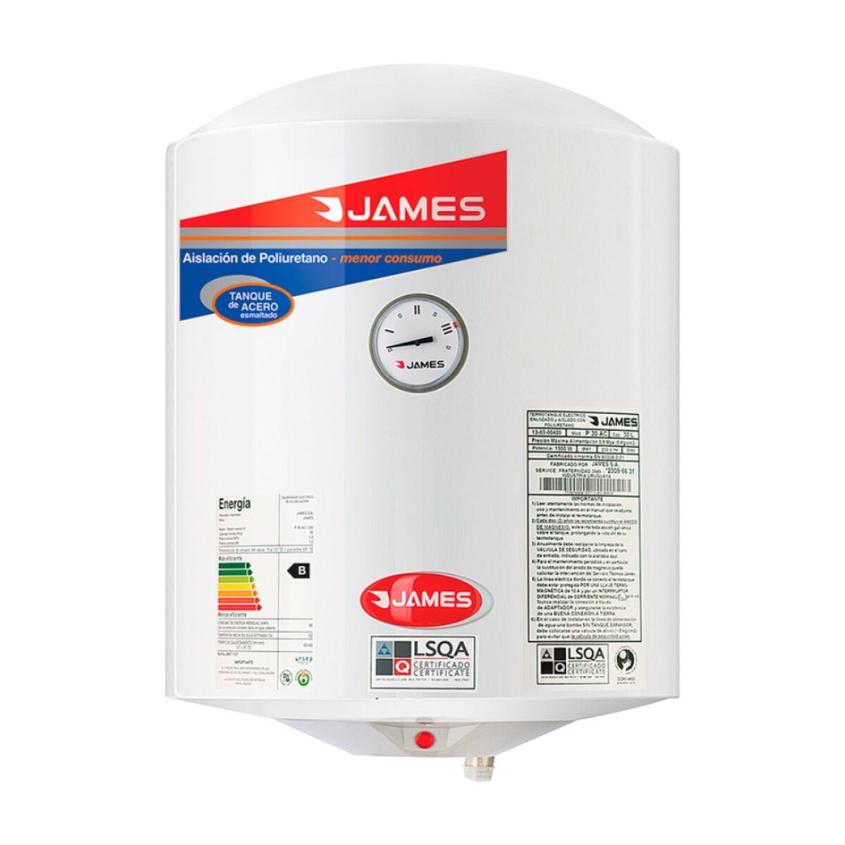 Calefón James 40 Litros Acero 