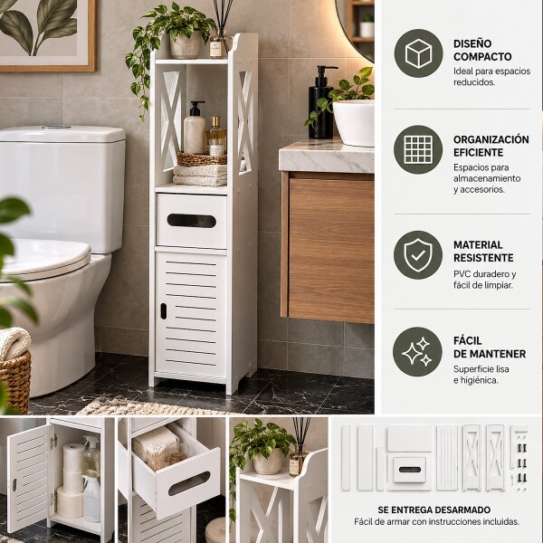 Organizador Puertas Estantes Mueble Espacios Reducidos Baño IMBACK Color Blanco Organizador Puertas Estantes Mueble Espacios Reducidos Baño IMBACK Color Blanco