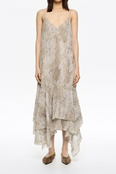 VESTIDO PLISADO Marfil