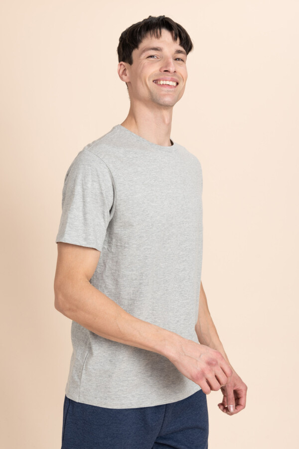 Camiseta manga larga con botones algodón orgánico - Gris claro melange —  BAS