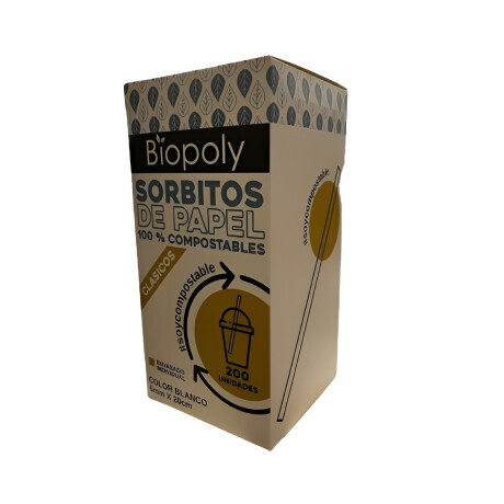 SORBITOS BIODEGRADABLES COMPOSTABLES 6mm X 20cm CAJA 200 UN Sorbitos Biodegradables Compostables 6mm X 20cm Caja 200 Un