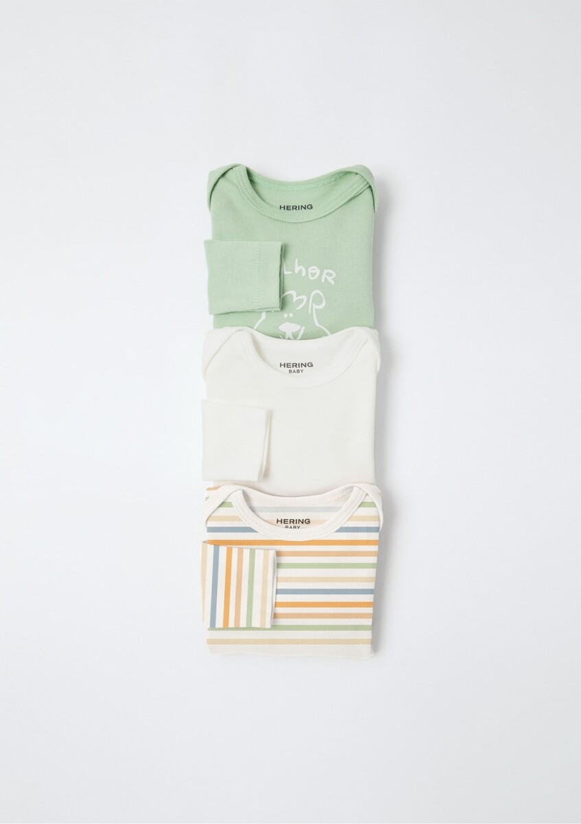 KIT CON 3 BODY DE BEBÉ - MULTICOLOR 