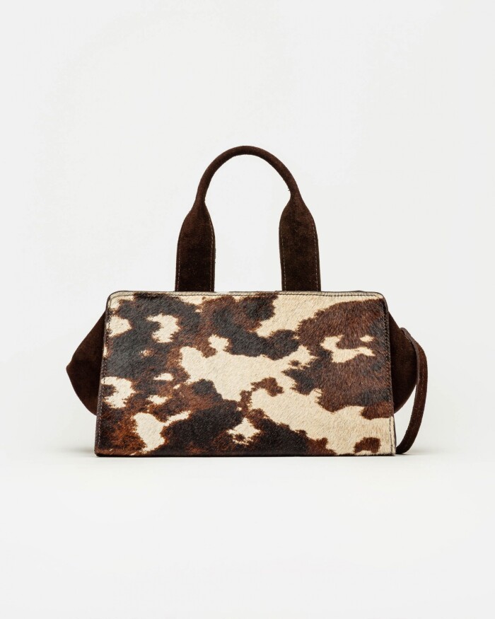 Cartera de mano Mila en cuero pelo Natural