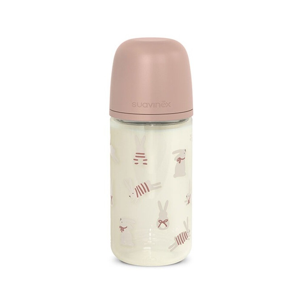 Biberon vidrio Wonder Suavinex 240 ml conejo rosado