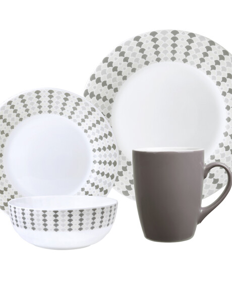 SET 16PCS OPALINA GEO PLATA 28CM/20CM/16.5CM/350ML SET 16PCS OPALINA GEO PLATA 28CM/20CM/16.5CM/350ML