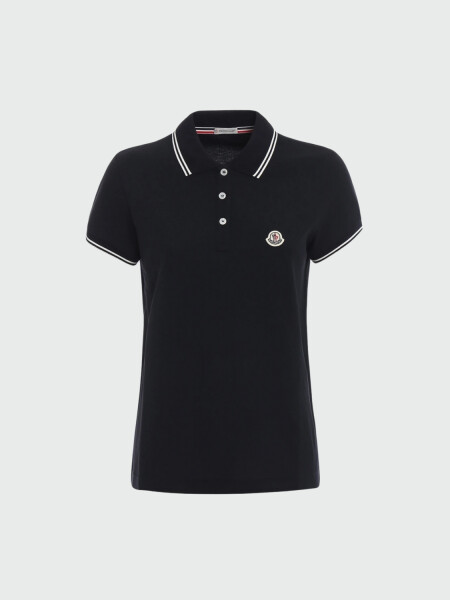 Moncler -Remera polo de algodón manga corta Negro