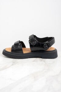 Sandalia Cuero Combinada Negro