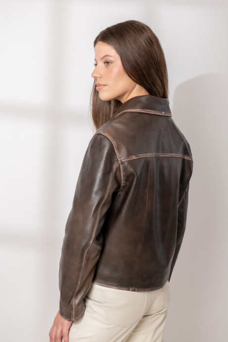 Chaqueta de cuero Luz Choco gastado