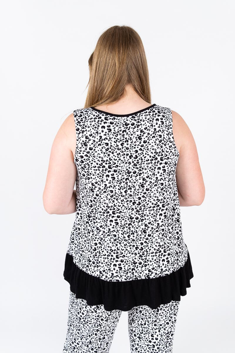 PIJAMA CAPRI ESTAMPADO CON GUARDA ANIMAL PRINT C/NEGRO