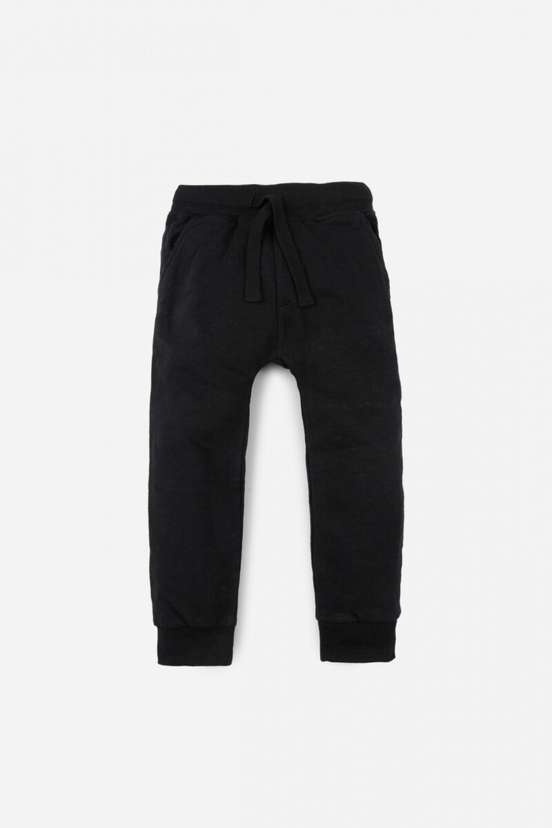 Pantalon con cintura y puño en rib NEGRO
