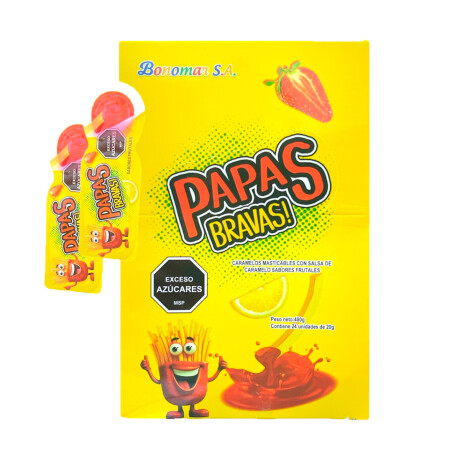 CARAMELO MASTICABLE PAPAS BRAVAS 20GRS - DISPLAY X24 UNIDADES - 480GRS CARAMELO MASTICABLE PAPAS BRAVAS 20GRS - DISPLAY X24 UNIDADES - 480GRS