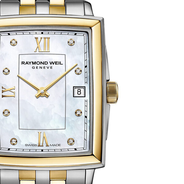 Reloj Raymond Weil Toccata Lady rectangular combinado con esfera nacar y diamantes . Reloj Raymond Weil Toccata Lady rectangular combinado con esfera nacar y diamantes .