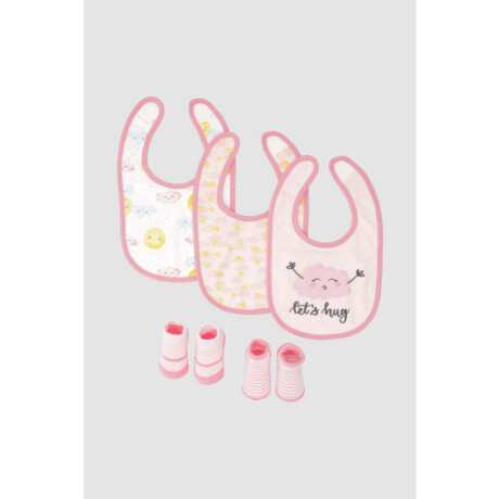 Pack baberos con medias nubecitas Rosado