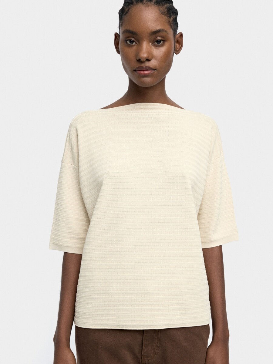 Jersey De Punto De Manga Corta beige