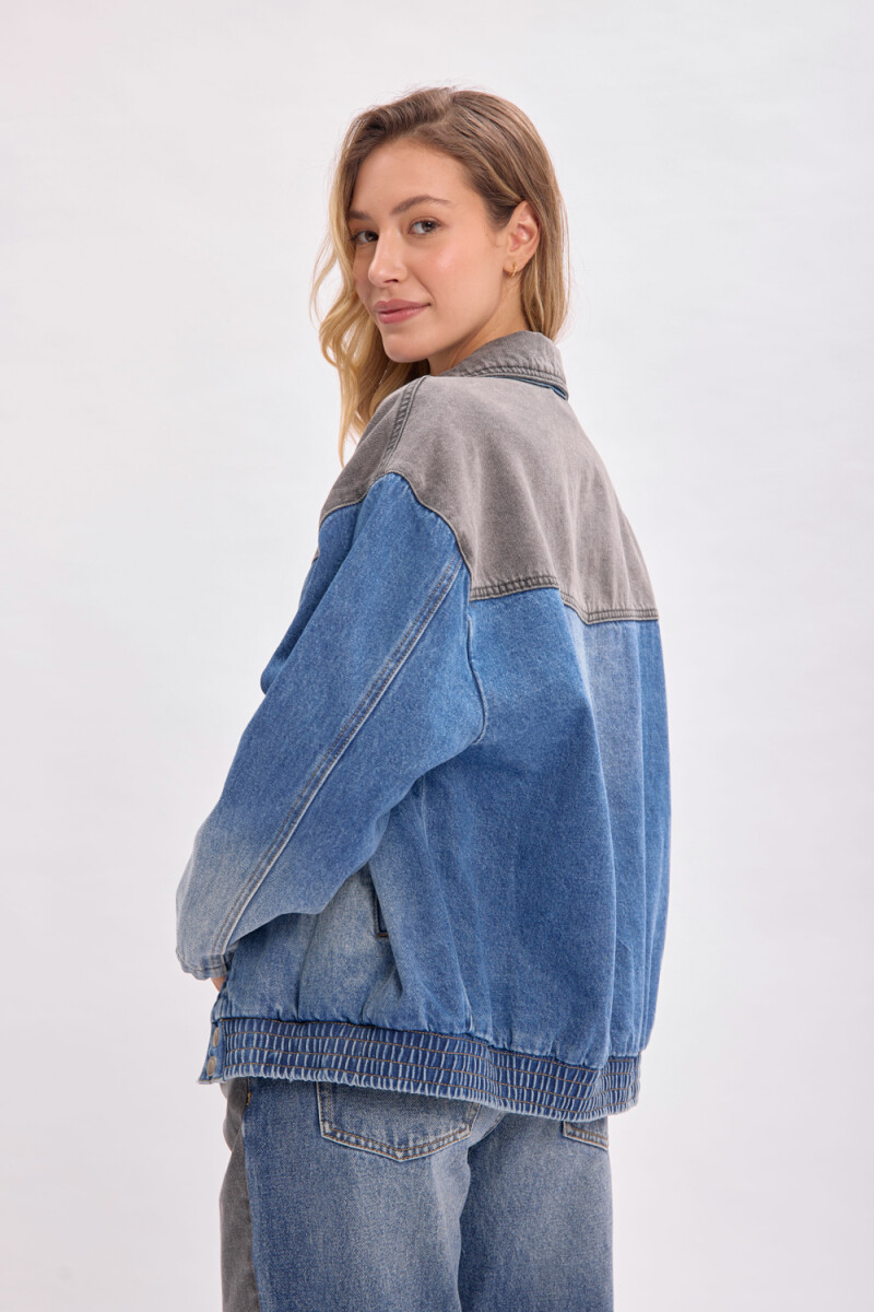 Campera jean bomber Negro
