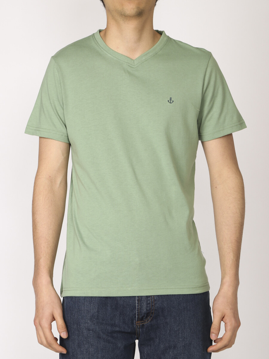 T-shirt Cuello En V Navigator - Verde Medio 