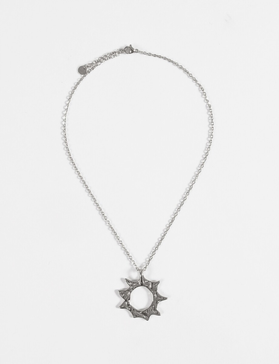 Collar dije estrella texture acero - plateado 