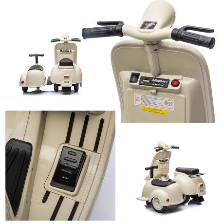 Moto a bateria para Niños Vespa Sidecar con asiento para acompañante Modelo A8809