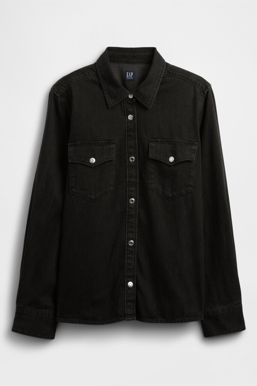 Camisa De Jean Western Mujer Black Wash