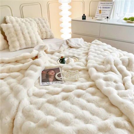 Frazada Manta 2 Plazas Afelpada Pelos Forro Polar Cama Sofá Natural