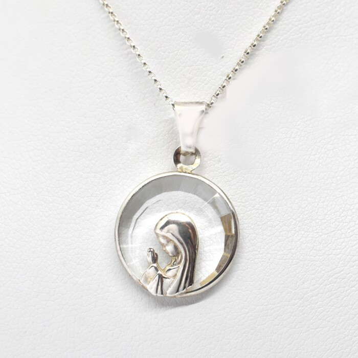 Medalla en Plata 925 y Cristal Virgen 17mm Medalla en Plata 925 y Cristal Virgen 17mm