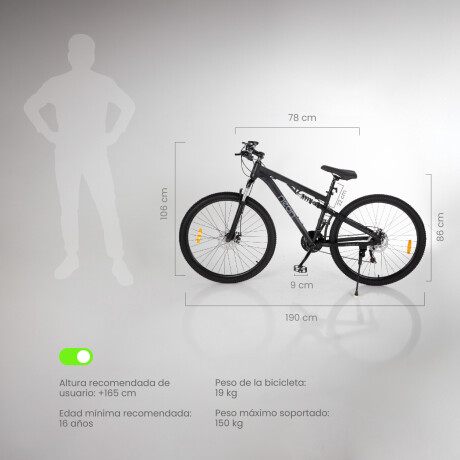 Bicicleta Montaña Doble Suspension R29 Freno Disco Negro