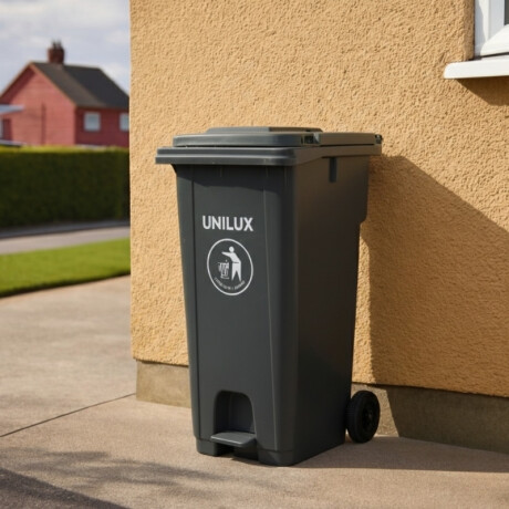 CONTENEDOR DE BASURA CON RUEDAS 240 LITROS Contenedor de Basura con Ruedas 240 Litros Gris