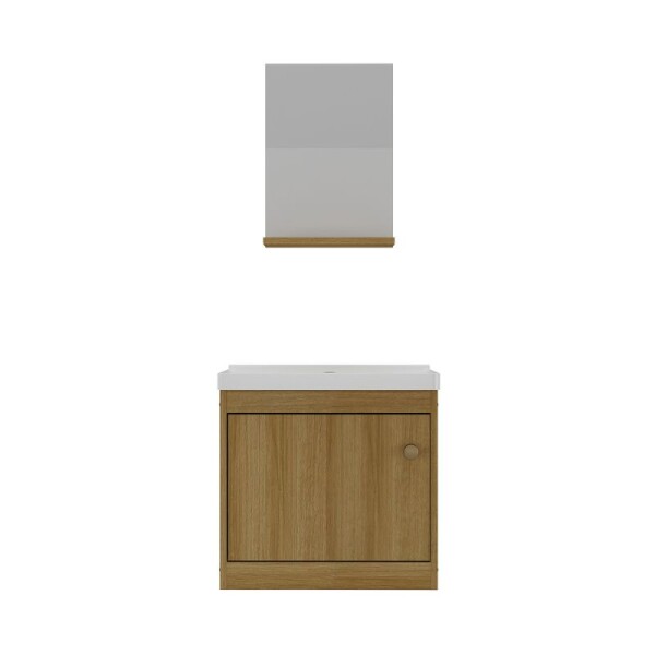 MUEBLE DE BAÑO SUSPENDIDO 50 CM CON MESADA Y ESPEJO - MIEL MUEBLE DE BAÑO SUSPENDIDO 50 CM CON MESADA Y ESPEJO - MIEL