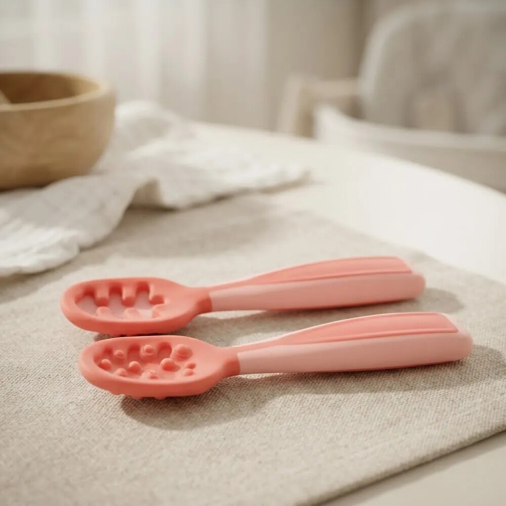 Set cubiertos BLW BUBA rosa pastel