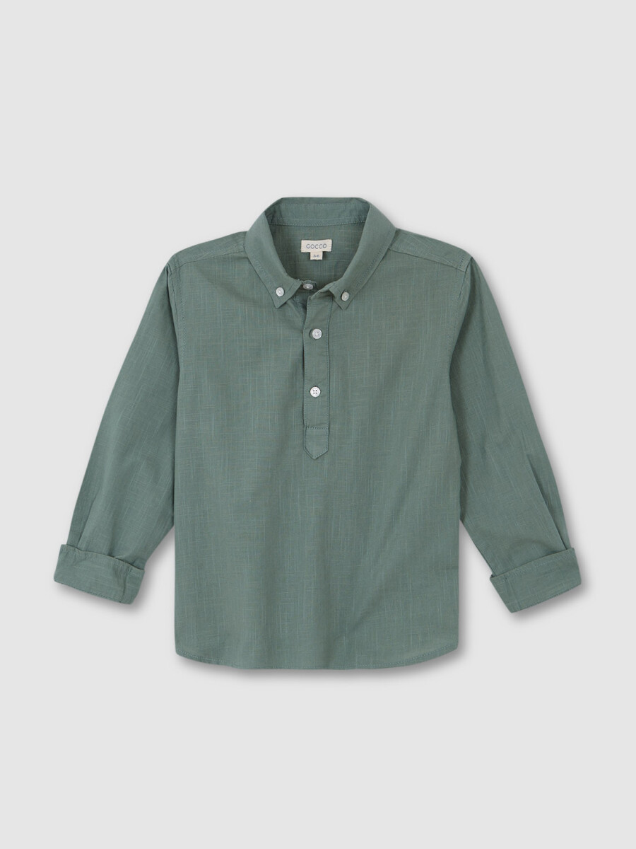 Camisa Lino Tapeta Corta Verde