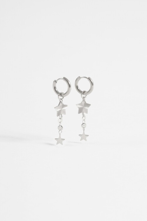 Aros acero estrellas plateado