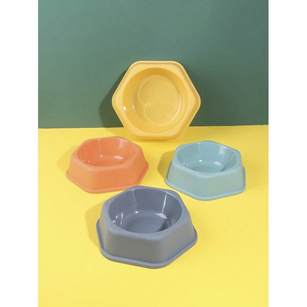 Plato Hexagonal Mascota Cachorros Comida Agua Plástico Atrix Variante Color Naranja