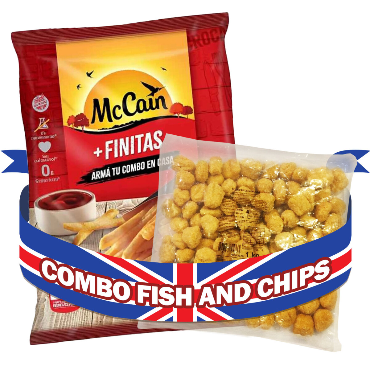 Combo Fish And Chips - Nuggets de Merluza, Papas Fritas 