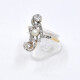 Anillo Antiguo En Oro 18K , Brillantes, Diamantes Y Perla De Cultivo Anillo Antiguo En Oro 18K , Brillantes, Diamantes Y Perla De Cultivo