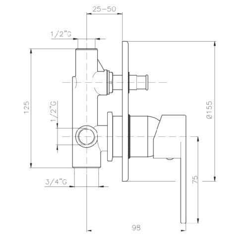 Griferia De Ducha De Empotrar Monocomando Cromo Quaranta Sprint 000