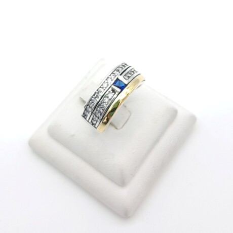 Anillo de plata 925, double en oro 18 ktes y circonias. Anillo de plata 925, double en oro 18 ktes y circonias.