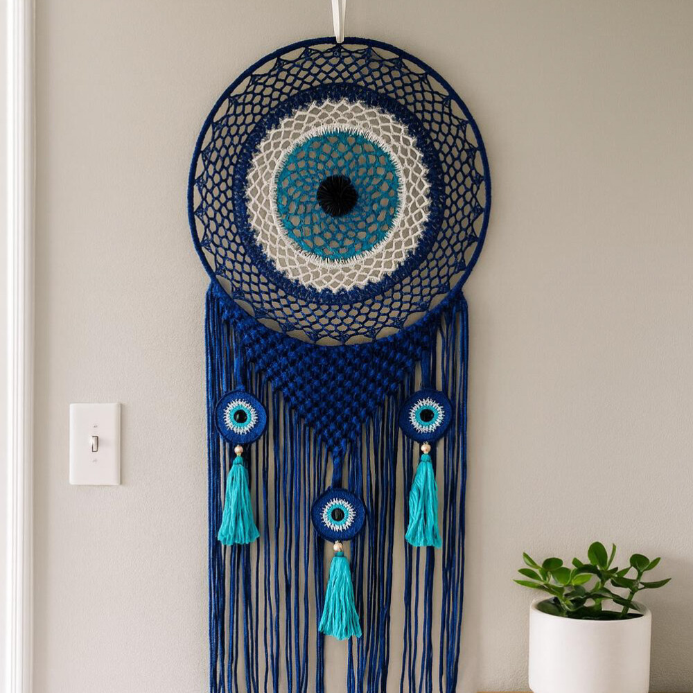 AtrapaSueños Ojo Turco De Crochet Con Flecos AtrapaSueños Ojo Turco De Crochet Con Flecos