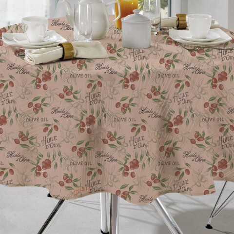 Mantel Bukara Peva Redondo 160 cm Flores Naranjas
