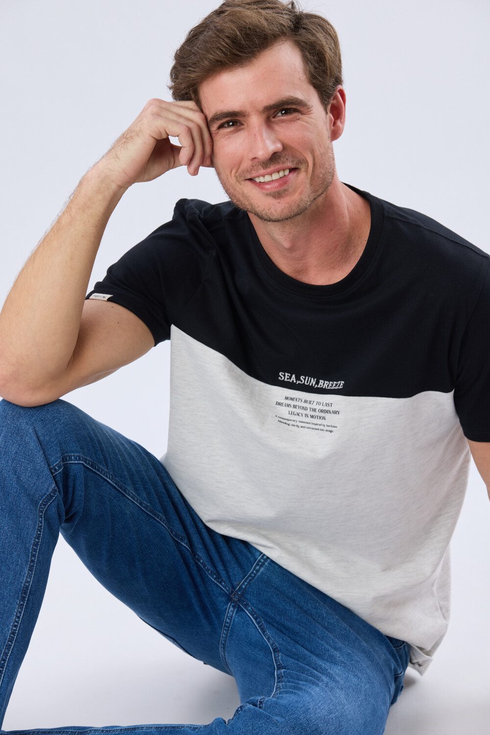 REMERA RAYADA DE ALGODÓN Gris