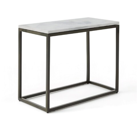 MESA LATERAL METAL/MARMOL 70x35x58CM BLANCO/NEGRO MESA LATERAL METAL/MARMOL 70x35x58CM BLANCO/NEGRO