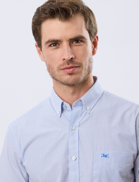 CAMISA RAYADA Celeste