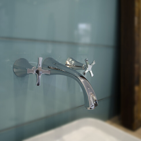 Griferia De Lavatorio Bimando Pared Cromada Fv 000