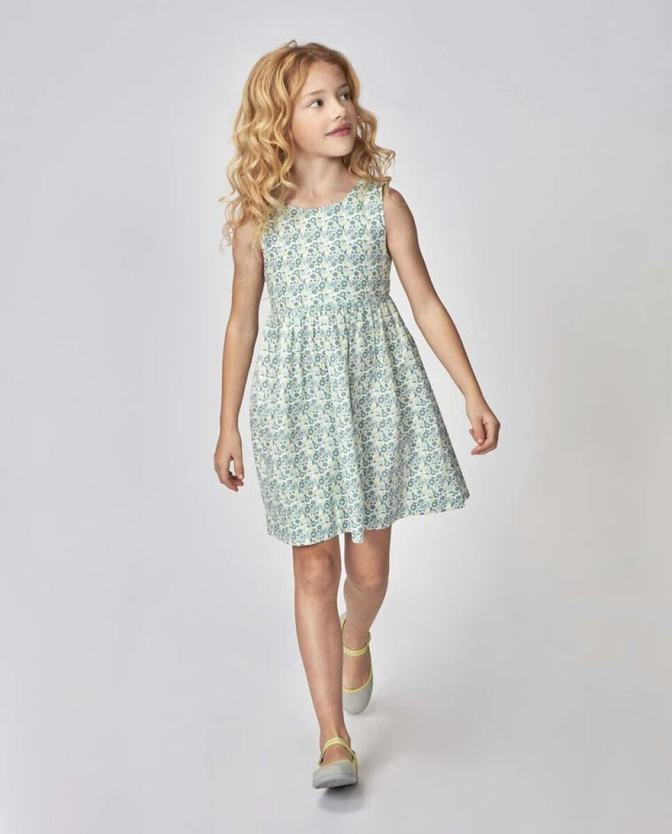 Vestido Flores Con Tirantes - Piedra 