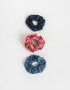 Skunzies De denim Set De Scrunchies - Combinacion Tricolor