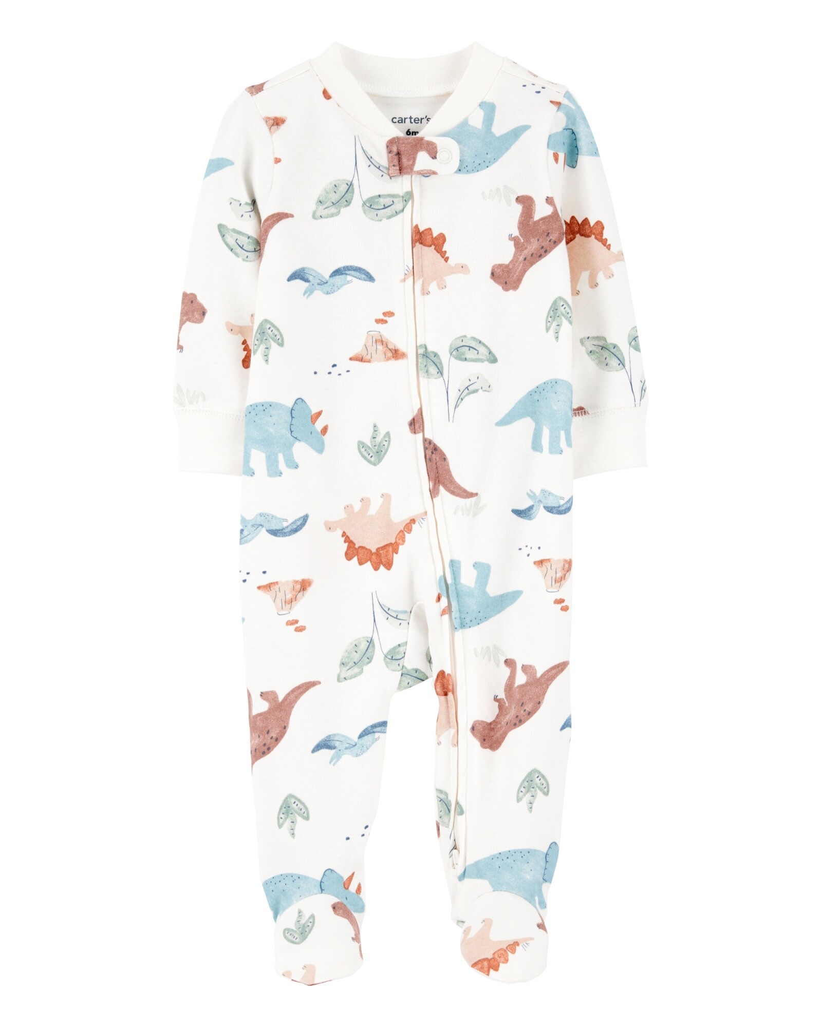 Pijama una pieza de algodón, con pie, diseño dinos Sin color