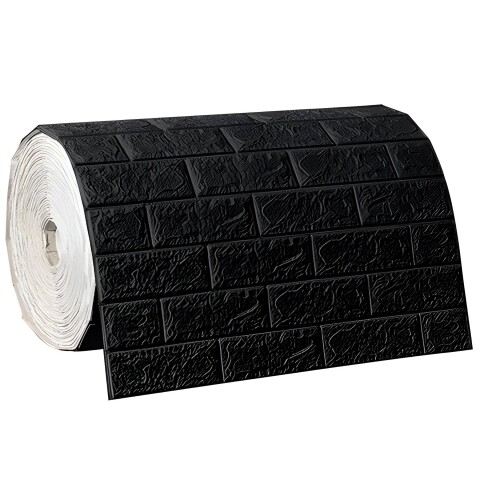 Revestimiento Pared Adhesivo 3d Piedra Ladrillo 20 Mts x 0,70 Mts Variante Color Negro