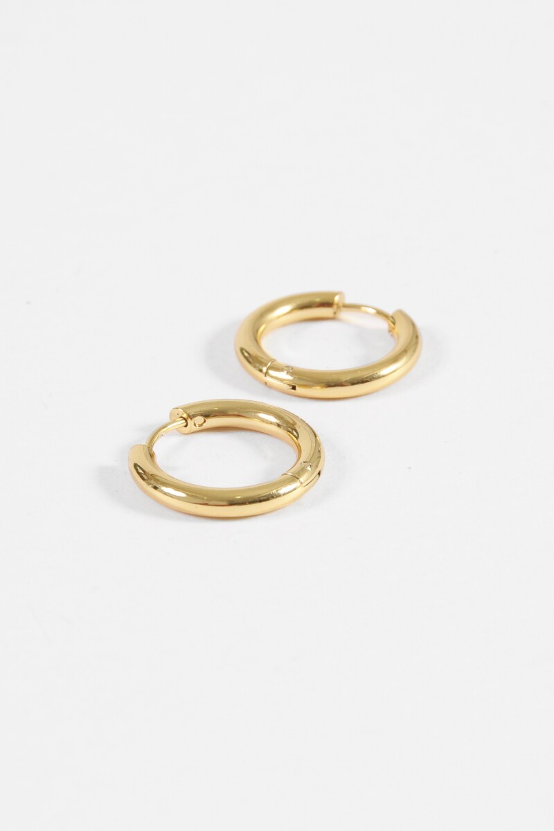 Aros acero cuadrado dorado